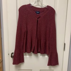 Burgundy Medium Sweater Open Front with Button at Neck and cute Sleeves SONOMA